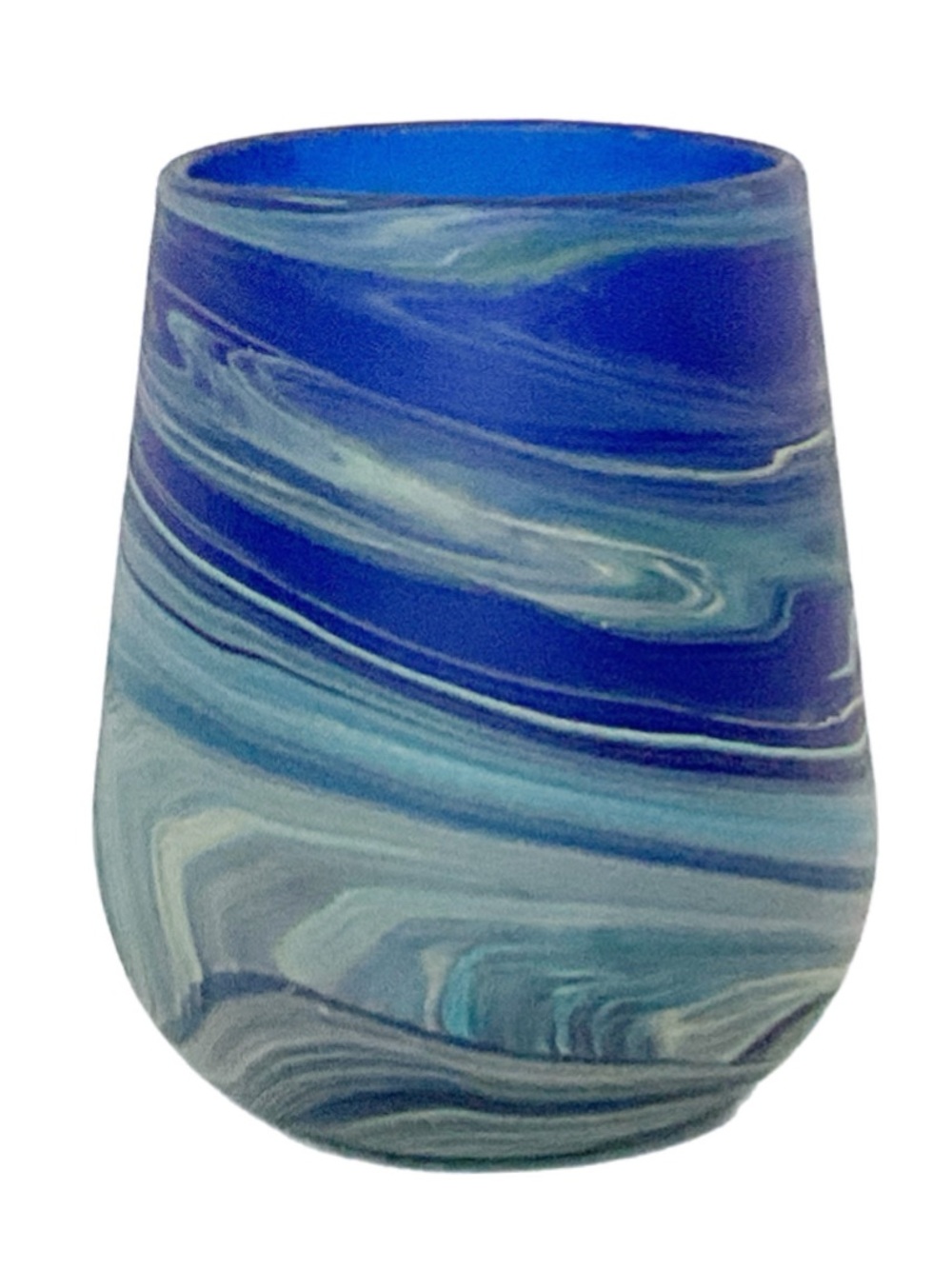 Phoenician Style Hand Blown Swirled Glass Tumbler - Blue & Green